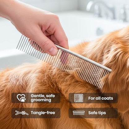 DELOMO Silicone Pet Grooming Gloves Dog Washing Gloves with Comb, Grey - Image 6