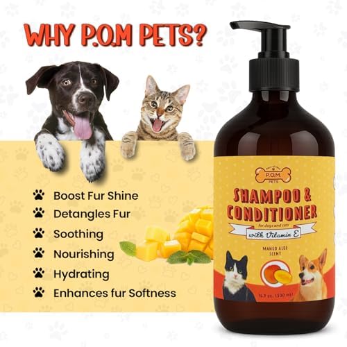 POM Pets 2-in-1 Organic Dog Shampoo & Conditioner – Itchy Skin Relief, Dog Deshedding, Detangles Fur, Cat Shampoo, Paw Cleaner for Dogs, Natural Coat Defense Formula - Image 2