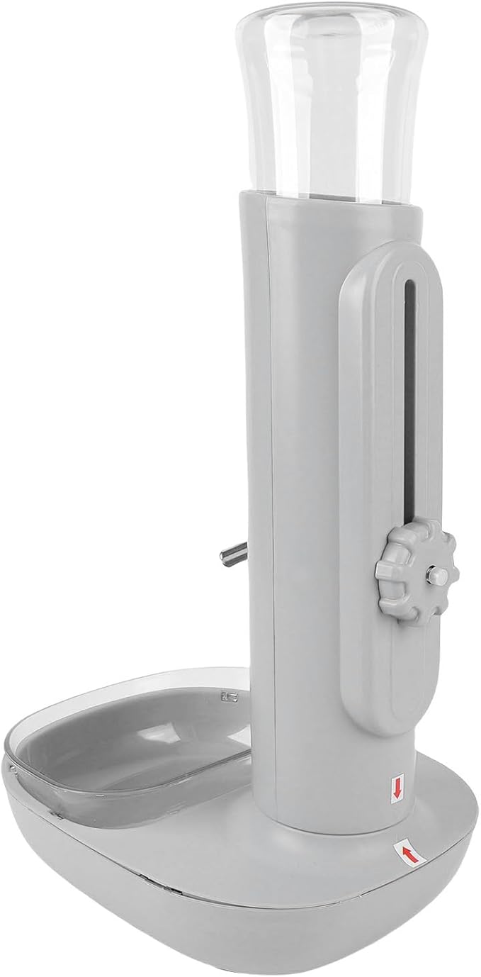 Pet Standing Water Dispenser Cat Dog Standing Bowl with Detachable Pole Automatically Feeding Water Height Adjustable for Cage, Crate (Grey)