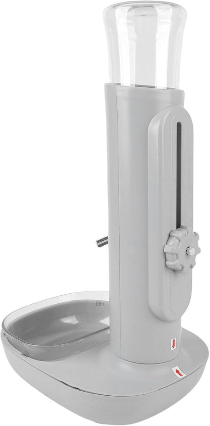 Pet Standing Water Dispenser Cat Dog Standing Bowl with Detachable Pole Automatically Feeding Water Height Adjustable for Cage, Crate (Grey)