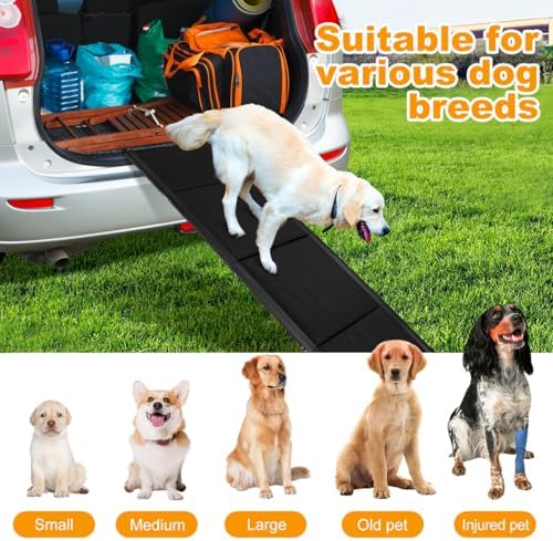Gadpiparty Dog Car Ramp for Large Dogs 70.86in Folding Pet Ramp with Non-Slip Surface Portable Vehicle Ladder for Cars Suvs and Trucks Easy Setup for Short-Legged Elderly or Injured Dogs - Image 3