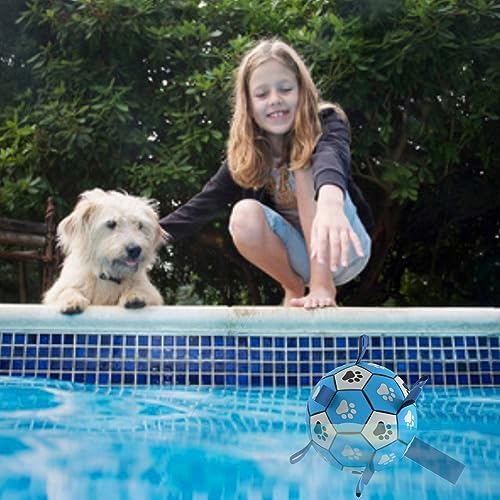 Dog Soccer Ball, Interactive Toys for Tug of War, Puppy Birthday Gifts, Tug Toy, Water Toy, Durable Balls for Small & Medium Size(6 inch-Blue) - Image 5