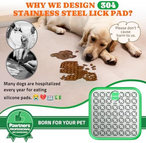 Pawtners Stainless Steel Lick Mat for Dogs & Cats, 1 Pack, Green - Image 3