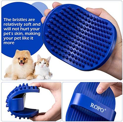 Dog bath brush, ROPO rubber massage pet shampoo brush, used for pet grooming, removing shedding fur, combing tangles and dead fur, suitable for pet dogs and cats (green) - Image 2