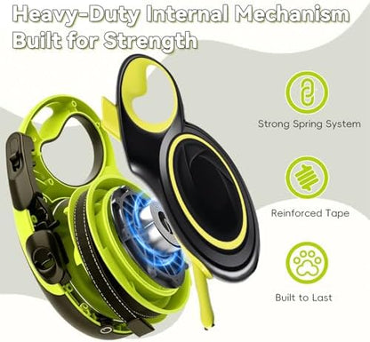 96.85ft Automatic Retractable Dog Leash, Flexi Leash Heavy Duty Anti-Tangle Reflective Nylon Tape, One-Click Brake Lock, Ergonomic Handle, 360° Swivel Hook for Medium to Large Dogs - Image 2