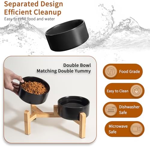 Elevated Ceramic Dog Bowl, 3.6 Cups Dog Food and Water Bowl Set with Stand - Image 5