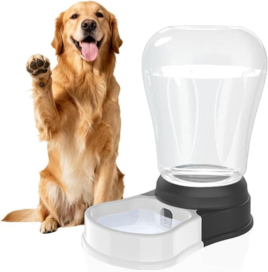 6 Liters Automatic Dog Water Dispenser, Gravity Pet Bowl Holds 3 Soda Bottles, No-Spill Cat Feeder for Large Dogs, BPA-Free & Easy Clean, Less Refills for Travel, Black