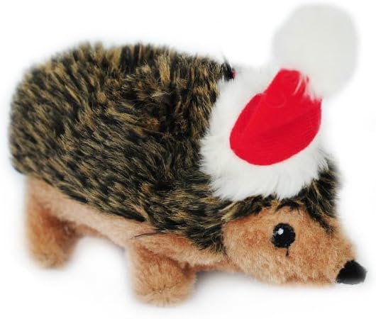 Zippy Paws - Holiday Hedgehog Plush Squeaky Dog Toy, Christmas Pet Gift - Small
