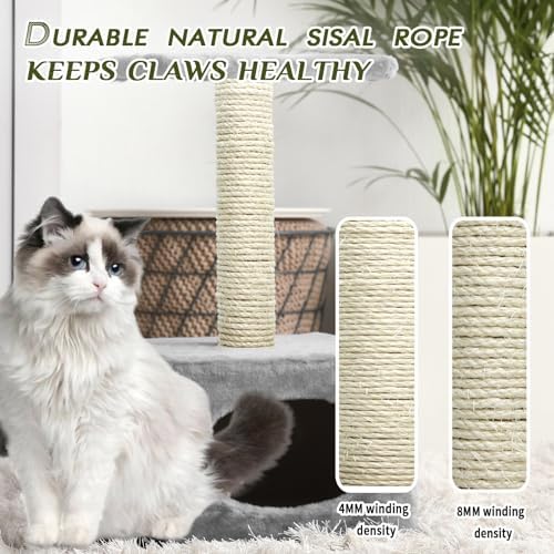 Natural Sisal Rope 8mm 98-Feet for Cat Scratching Post Tree Tower Replacement Repair and Replace, DIY Hemp Twine Rope for Cat Scratching Furniture Window Perch and Crafts Gardening Home Decorating - Image 4