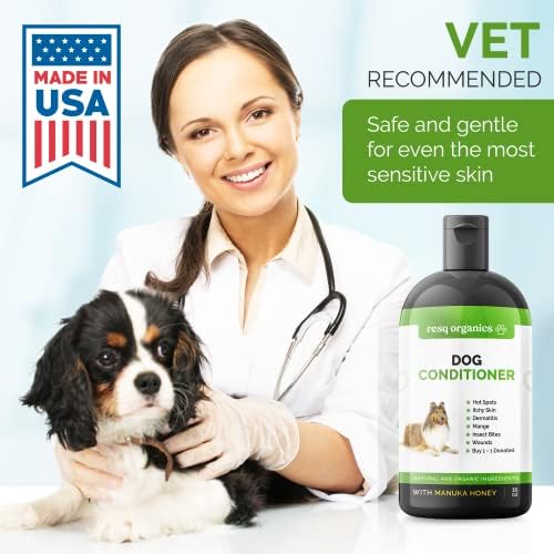 Hypoallergenic Dog Coat Conditioner- Detangles & Softens Fur, Calms Itching & Dryness, Organic Aloe Vera & Manuka Honey Soothes The Skin, Reduces Dandruff, Shedding, Scratching and More 16oz - Image 7