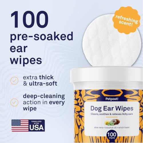 Petpost | Dog Ear Cleaner Wipes - Ultra Soft Cotton Pads in Coconut Oil Aloe Solution - Dog Ear Rinse & Cleanser 100 ct. - Image 6