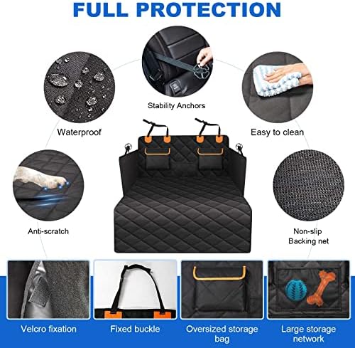 4-in-1 SUV Cargo Liner for Dogs, Non-Slip Water Resistant Pet Trunk Mat with Side Flaps Protector & Back Seat Organizer, Dog Backseat Cover for SUVs Vans（54" W x 88" L） - Image 6