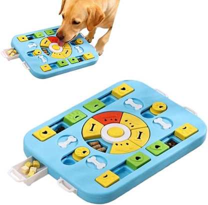 Interactive Dog Puzzle Toy & Slow Feeder, Enrichment Toy for IQ Training and Brain Stimulation, Mentally Stimulating Gift for Large, Medium, and Small Dogs (Blue)