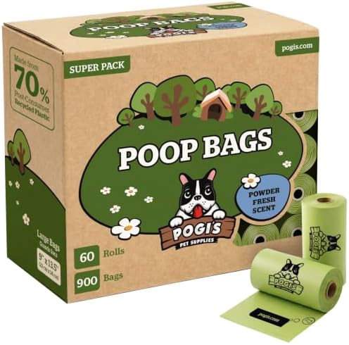 Pogi’s Dog Poop Bags – Leak-Proof & Extra Thick Pet Waste Bags (Fresh Scent, 60 Rolls, 900-Count) by PogisPetSupplies