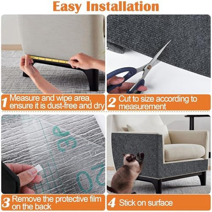 Cat Scratch Furniture Protector - 158" x 15.8" Trimmable Self-Adhesive Cats Claws Scratch Pads, DIY Cat Climbing Couch Protector for Scratch Post Cat Tree Replacement Indoor (Dark Gray) - Image 5