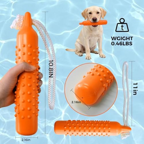 BINGPET Dog Float Bumper Toy 2 Pack,10.8" Lightweight Bumper for Water Fetch Outdoor,Floating Dog Water Toys for Medium Large Dogs,Fetch Rope Pet Toy Dock Diving Retrieving Dummy for Pool/Beach/Lake - Image 3