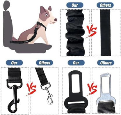 COOYOO Dog Seat Belt,Retractable Dog Car Harness Seat Belt for Car Adjustable Nylon Pet Safety Seat Belts Heavy Duty & Elastic Bungee Buffer - Image 6
