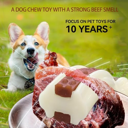 Dog Chew Toys for Aggressive Chewers, 2 Pack Beef Flavor Tough Dog Bones for Large/Medium Breed Dogs, Nylon Dog Toys for Teething and Training - Image 5