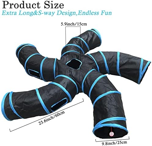 Cat Tunnel,5 Way Large Collapsible Tunnels Tube Upgrade with 6 Peek Hole,S-Shaped Maze House Play Toy Interactive Cat Toy for Cat Kitten Kitty Rabbit - Image 2