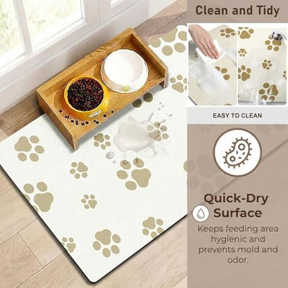 Pet Feeding Mat Dog Cat Food Mat Absorbent No Stains Quick Dry Rubber Bottom Anti-Slip Water Bowl Mats Easy to Clean for Indoor Pet Placemats Water Dispenser Mat - Image 5