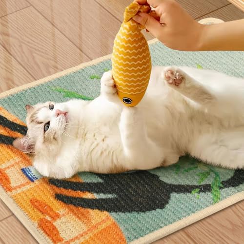 3-in-1 Sisal Cat Scratch Mat 23.6x15.7'' Floor & Wall Cat Scratcher Pad, Protects Carpet Couch & Furniture with Sticker Tape, Anti-Slip, Durable for Indoor Outdoor Cats (Srping) - Image 6