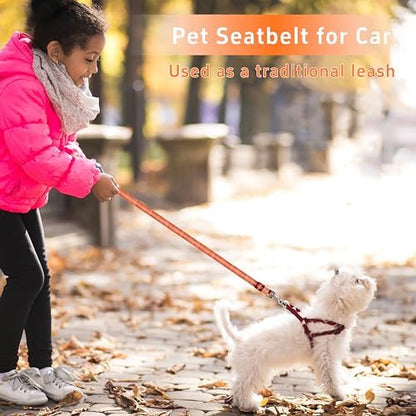 Seyezo Dog Car Seat Belt for Car, 2 Piece Set Retractable Dog Car Harness Adjustable Reflective Dog Seatbelt for Vehicle Headrests, Dog Safety Restraint Seatbelt Heavy Duty& High Elastics, Orange - Image 5