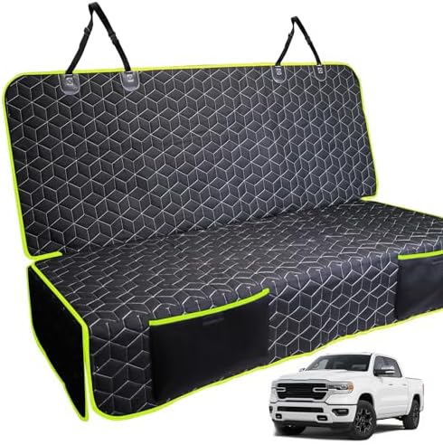 Dog Car Seat Covers for Ford f150/Ram1500/Nissan Frontier/Toyota Tacoma/GMC Canyon/Silverado, Waterproof Pet Back Seat Cover for Trucks, Scratchproof Nonslip Durable Rear Seat Cover for Dogs(Green) by Meginc