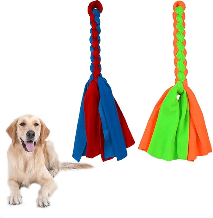 ASOCEA 2 Pack Dog Fleece Rope Toy for Dog Chase and Tug Pet Interactive Cotton Chew Toy Dog Tether Lure Toy Dog Flirt Pole Replacement Toys to Outdoor Exercise & Training