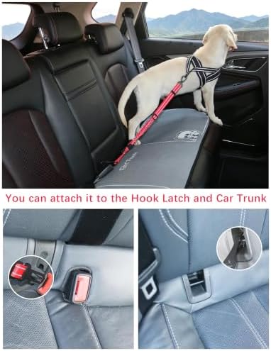 AUBELL Dog Seat Belt for Car,2 Pack Set 3-in-1 Dog Car Harness,Black+Red - Image 2