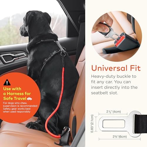 Dog Seat Belt for Car | Universal Pet Car Seatbelt with Reflective Climbing Rope, Aviation Aluminum Carabiner with 360° Swivel & Auto-Lock, Secure Safety Restraint (Canyon Red 360°) - Image 4