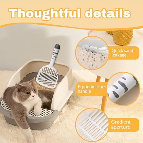 Cat Scooper for Litter Box, Cat Litter Scoop, Kitty Litter Scoop, Cat and Dog Poop Collector, Pet Litter Sifter, Cute Handle, Cat Litter Scooper with Holder for Various Litter Boxes (White) - Image 6