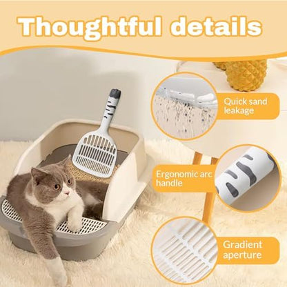 Cat Scooper for Litter Box, Cat Litter Scoop, Kitty Litter Scoop, Cat and Dog Poop Collector, Pet Litter Sifter, Cute Handle, Cat Litter Scooper with Holder for Various Litter Boxes (White) - Image 6