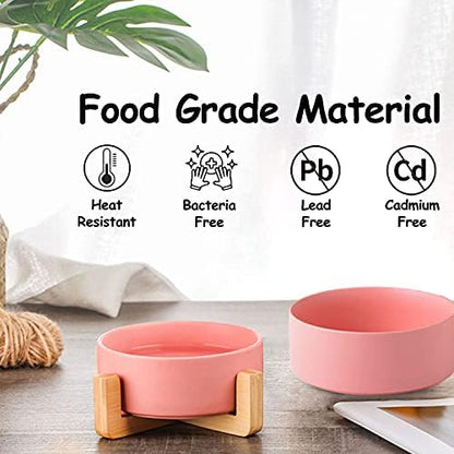 Petygooing Dog Cat Bowl Ceramic Pink Pet Dish with Stand for Food and Water, Modern Cute Matte Glaze Weighted Pet Bowls Set for Cats & Small Size Dogs 13.5 OZ (5.1In / 1.7 Cups) Pink - Image 3
