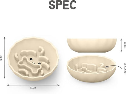 Slow Feeder Dog Bowls Made of Premium Food-Grade Silicone, Anti-Choking & Slow Eating for Improved Digestion, Non-Slip, Soft & Durable (Ivory, Doggy)