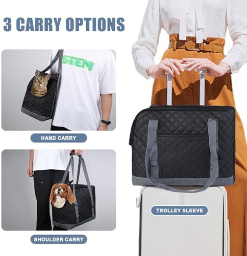 Dog Purse Carrier for Small Dogs, Soft Sided Pet Carrier with Pockets, Foldable Dog Carrier Purse for Puppy, Rabbit, Cat, Washable Breathable Pet Carrier, Dog Carrier Bag for Outdoor Shopping Travel - Image 3