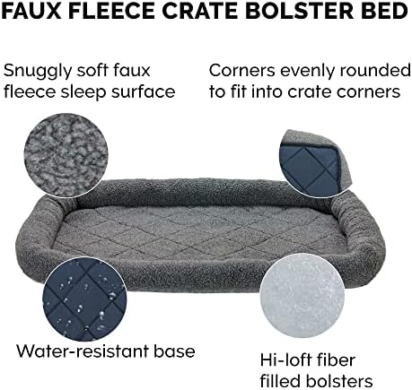 Furhaven Dog Bed for Large Dogs, 100% Washable, Sized to Fit Crates - Sherpa Fleece Bolster Crate Pad - Gray, Jumbo/XXL - Image 4