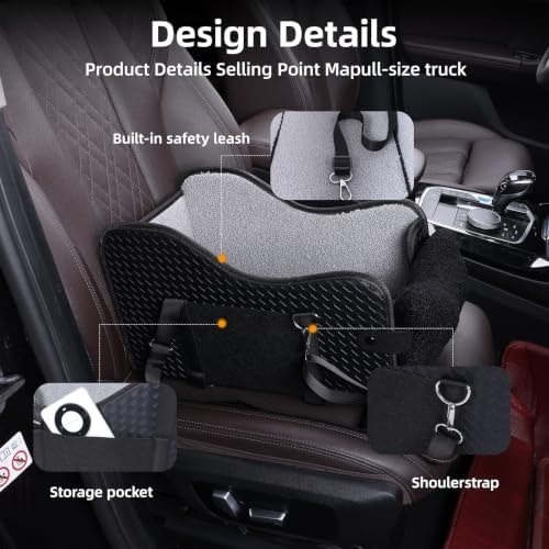 Dog Car Seat for Small Dogs, Center Console Booster Seat for Full Size Trucks, Height Increasing seat with seat Belt and Washable Cushion（Black）- Small - Image 4