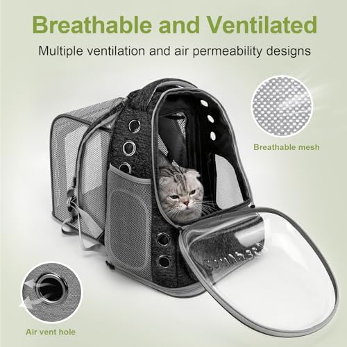 Cawypety Expandable Cat Backpack Large Space Cat Bubble Backpack Carrier - Image 3