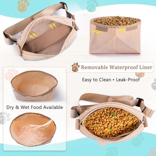 Fashion Dog Treat Pouch with Clicker Stylish Crossbody Dog Walking Bag, 3-in-1 Dog Training Treat Pouch with Removable Waterproof Liner, Treat Holder Waist Bag for Puppy Training & Daily Walks - Image 3