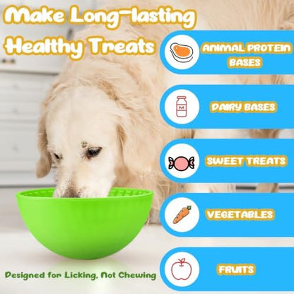 Patelai 2 Pcs Dog Lick Bowl, Slow Feeder Bowl for Dogs, Green, Blue, Bone - Image 3