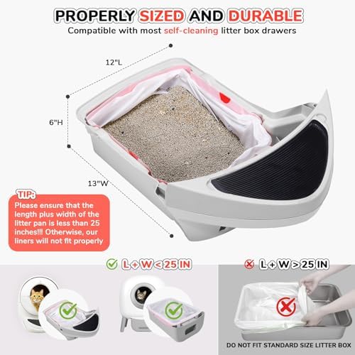 80 Count Thicken Cat Litter Box Liners Compatible With Automatic Cat Litter Box and Litter Box Robot 4 and 3,Heavy Duty Drawstring Kitten Litter Drawer Liners Disposable 25" x 16" - Image 2