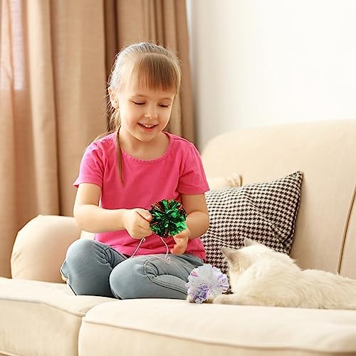 Andiker 3.54inch Mylar Cat Crinkle Balls, 4pcs Colorful and Sparkling Crinkle Ball Lightweight Easy to Carry Cat Ball Toy Interactive Cat Toys for Indoor Cats to Kill Time and Keep Fit (Mixing Color) - Image 5