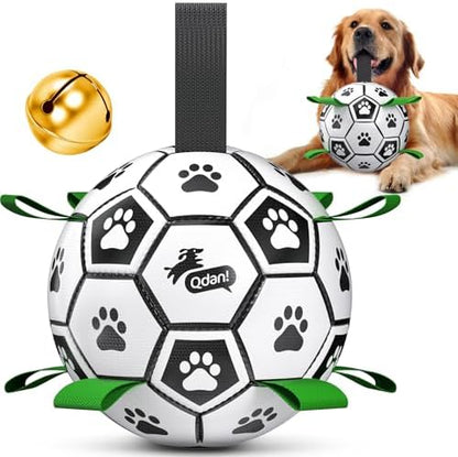 QDAN Dog Soccer Balls Toy with Bell Inside, Squeaky Ball for Large Dogs by QDAN