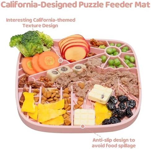 Puzzle Feeder Dog Lick Mat,Freezable Dog Enrichment Toys for Mental Stimulation and Anxiety Relief, Silicone Lick Mat, Slow Feeder Supports All Types of Food,Pink - Image 3