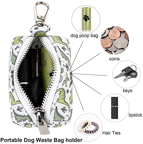 ARING PET Dog Waste Bag Dispenser, Cotton Doggy Poop Bags Holders Attach to Any Leashes, Portable Washable Dinosaur Pet Waste Pouch Dispenser with Metal Zipper - Image 2