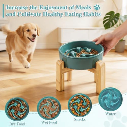 6.3” Elevated Slow Feeder Dog Bowls,Ceramic Slow Feeder Dog Bowl with Stand - Image 7