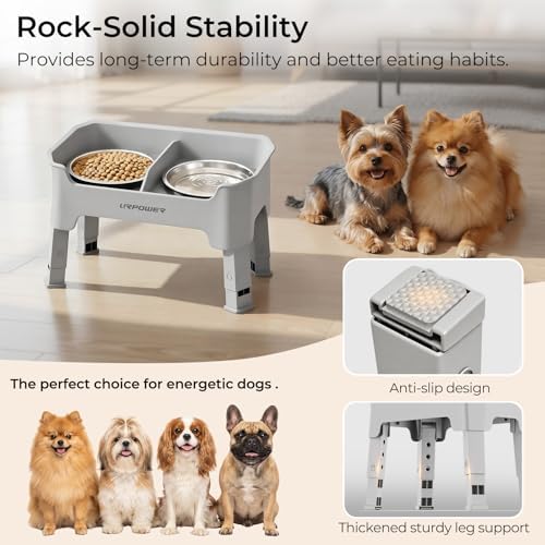 URPOWER Mess Proof Elevated Dog Bowls, Splash Guard Raised Bowl Stand - Image 6
