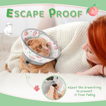 Cat Cone Collar Soft to Stop Licking, Adjustable, Foldable Lightweight Kitten Cones After Surgery Recovery for Cats & Kittens, Cat Cone Alternative, Easy Eating (PinkWhite, M) - Image 5