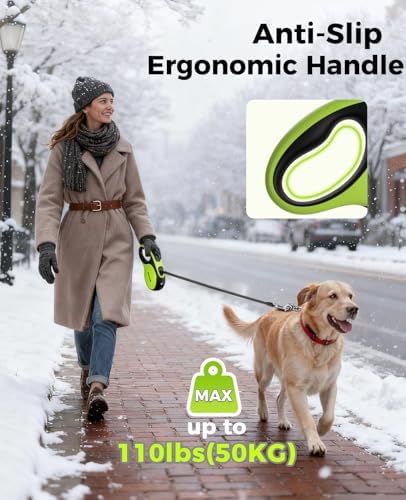 Retractable Dog Leash for Large Dog with Light Rechargeable, 16ft Heavy Duty Retractable Pet Leash with One-Button Control, Anti-Twist Protection, Reflective Leash for Large Dogs Up to 110 lbs - Image 5