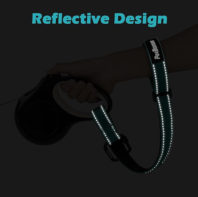 PetBonus Dog Leash Wrist Strap, Safety Strap for Retractable Leash, Lockable Reflective Short Dog Walking Lead with Adjustable Soft Padded Handle, Extra Layer Security for Pet Stroller (Turquoise）